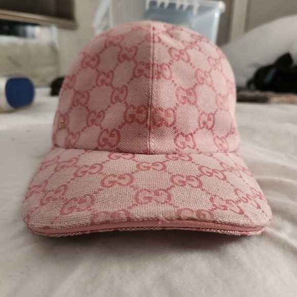 Gucci GG Supreme Monogram Canvas Cotton Baseball Cap, Pink Size Large - Picture 8 of 13